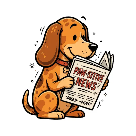 Seated Spotted Dog With Open Newspaper