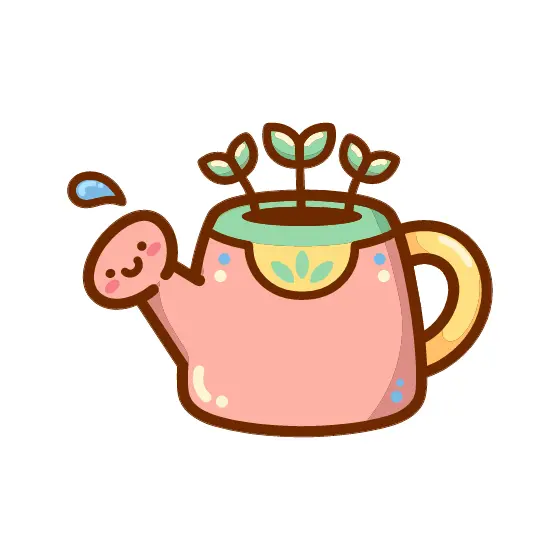 Smiling Pink Watering Can With Sprouts