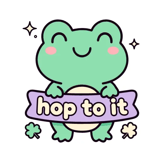 Mint Frog Holding Lavender Hop Banner