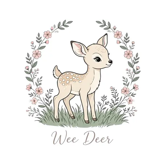 Fawn Wreath With Wee Deer Script