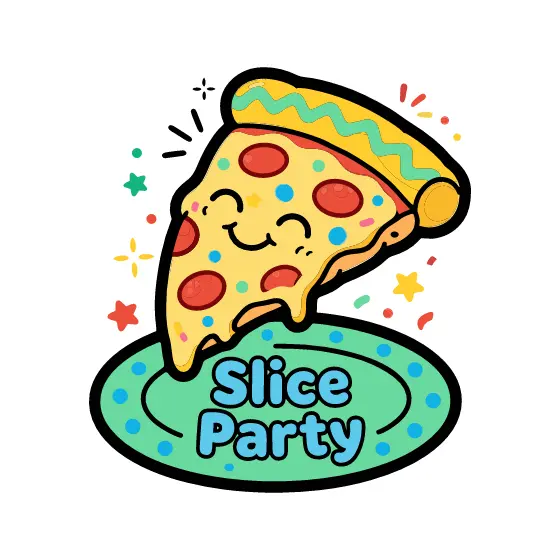 Smiling Pizza Slice on Green Plate