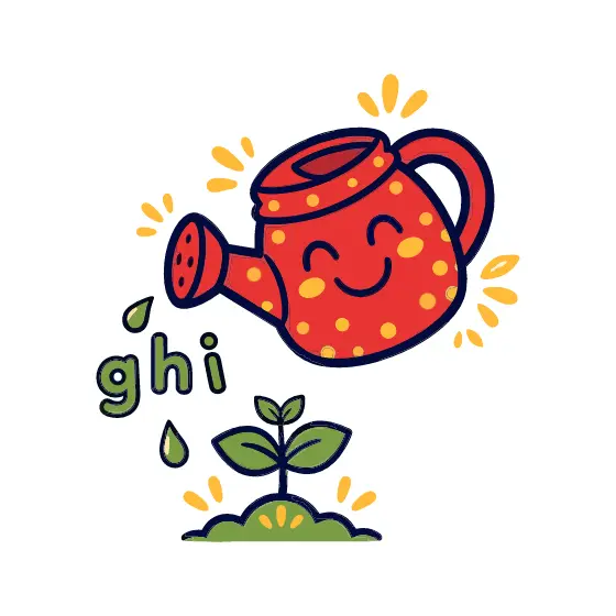 Smiling Polka-Dot Watering Can With Ghi Letters