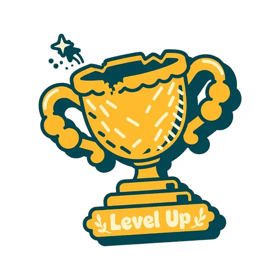 Battered Trophy With Leafy Level Up Plaque