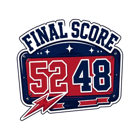 Final Score 52 48 Red Panel Badge