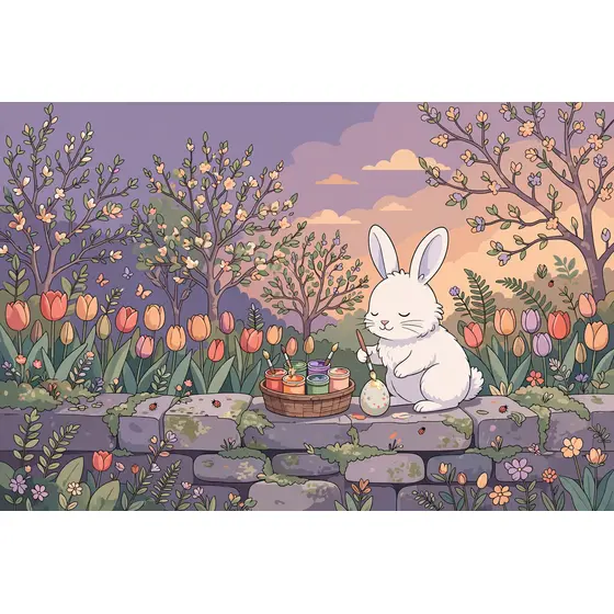 Fluffy White Bunny Painting Easter Egg