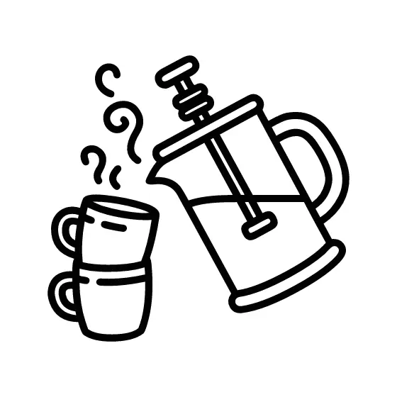 Mirrored French Press With Steaming Mugs