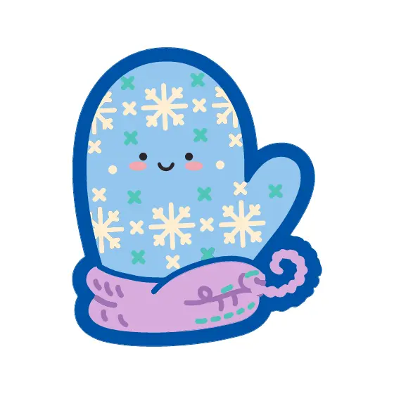 Deep Blue Mitten With Scattered Snowflakes