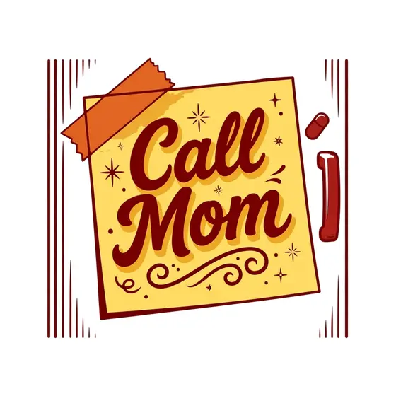 Red Script Call Mom On Sticky Note