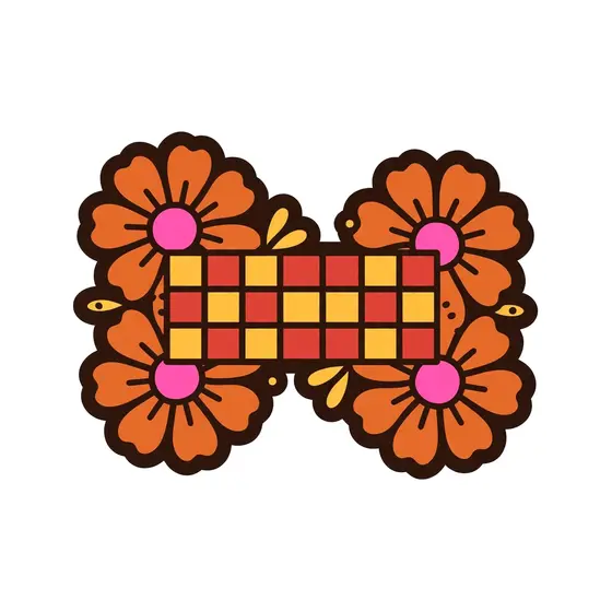 Symmetrical Orange Blossoms Framing Checkerboard