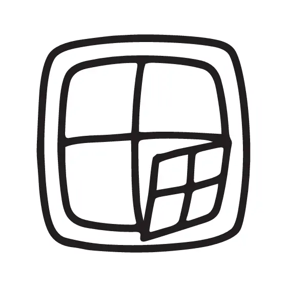 Hand-Drawn Window With Tilted Pane