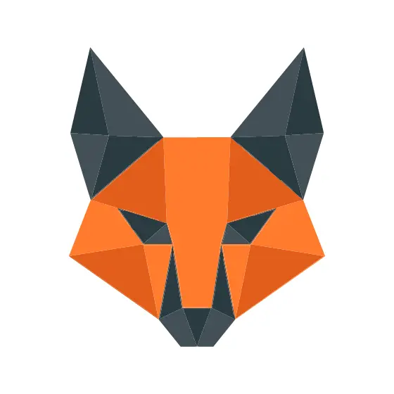 Orange and Charcoal Geometric Fox Head