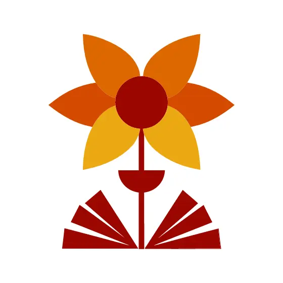 Six Petal Flower With Fan Leaves