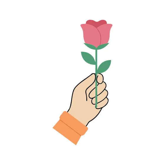 Extended Hand Holding Pink Rose