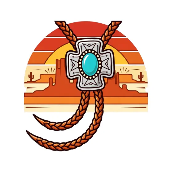 Cross Bolo Tie With Desert Backdrop
