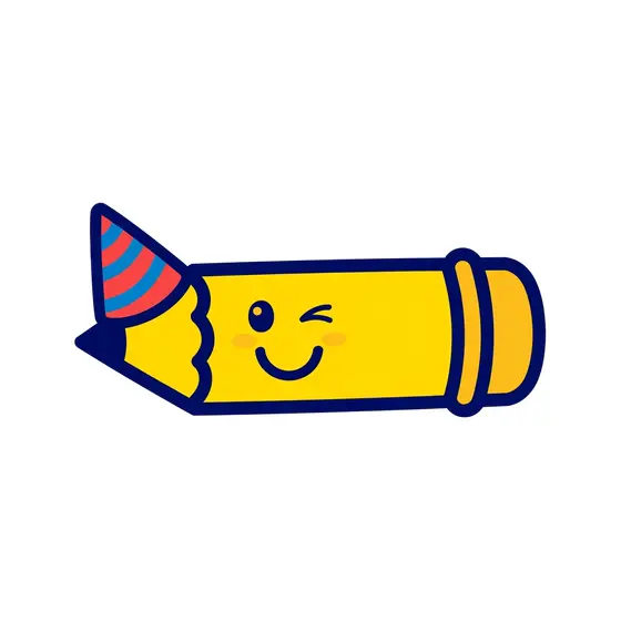 Winking Pencil With Striped Party Hat