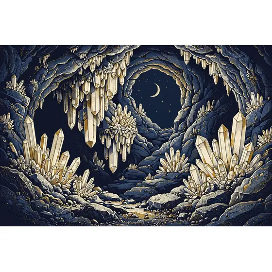Crystal Cave Interior With Crescent Moon Opening