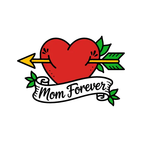 Heart Arrow Mom Forever With Leafy Banner