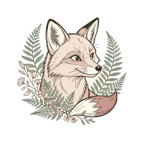 Fox Profile With Fern Frame