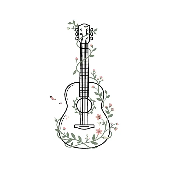 Ukulele-Shaped Guitar With Climbing Vines