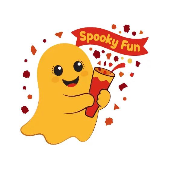 Happy Ghost with Spooky Fun Banner