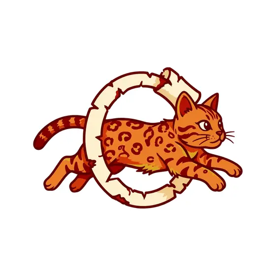 Bengal Cat Leaping Through Torn Paper Hoop