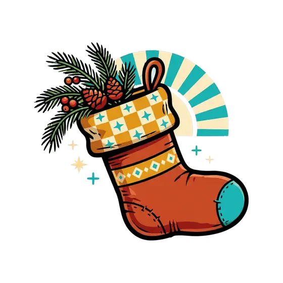 Turquoise Striped Stocking With Hanging Loop