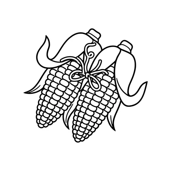 Leaning Corn Pair With Bow