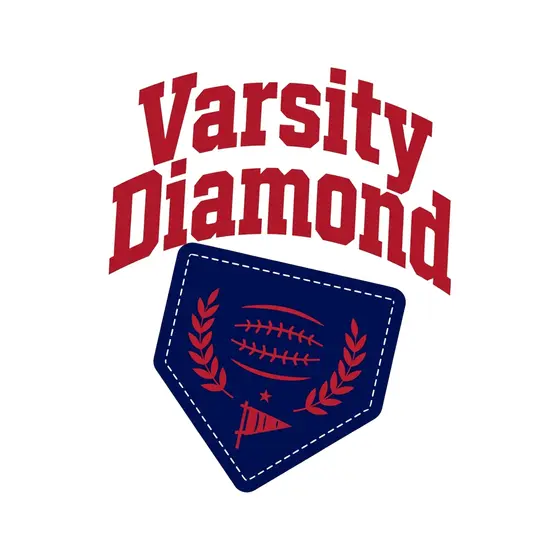 Varsity Diamond Red Wordmark Navy Plate